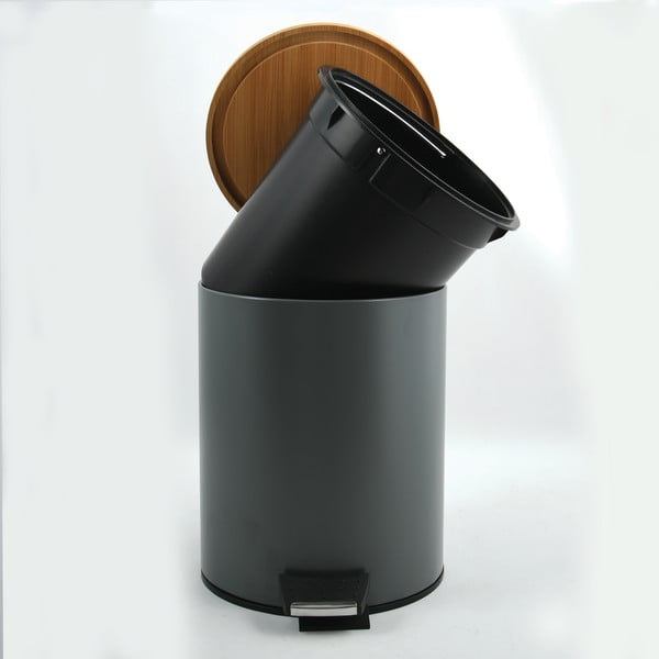 Тъмносиво стоманено кошче за боклук с педал 5 l   Adonis – Spirella-image-2