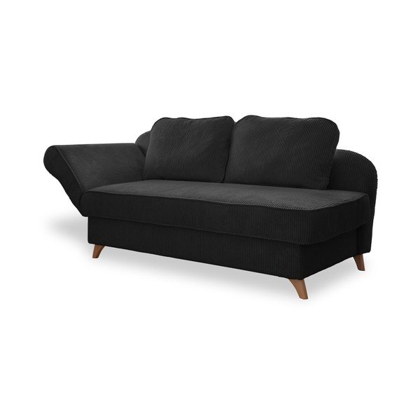 Антрацитен шезлонг от рипсено кадифе (ляв ъгъл) Chic Charlotte – Miuform