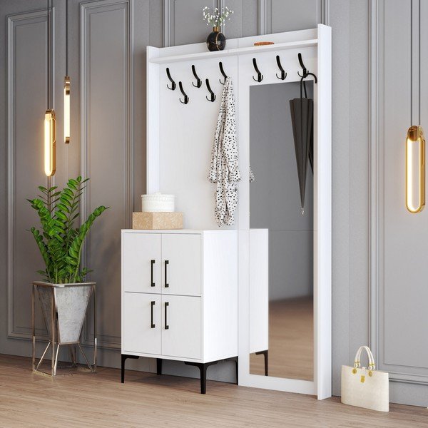 Комплект за коридор в бял цвят Berlin - Kalune Design-image-2