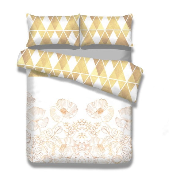 Фланелно спално бельо за двойно легло Golden Poppy, 200 x 220 cm + 70 x 80 cm - AmeliaHome
