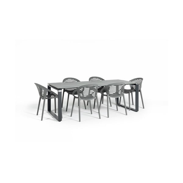 Градински комплект за хранене за 6 души със сив стол Joanna и маса Strong, 210 x 100 cm Strong & Joanna - Bonami Selection