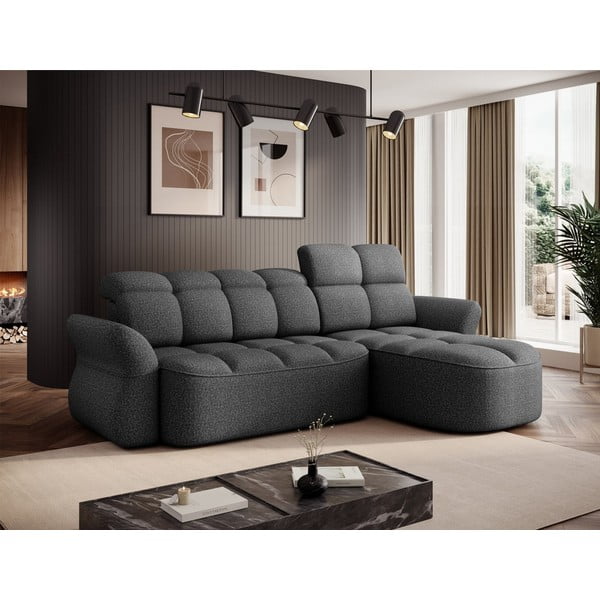 Тъмносив кадифен разтегателен ъглов диван с място за съхранение (десен ъгъл) Beneth – ELTAP-image-3