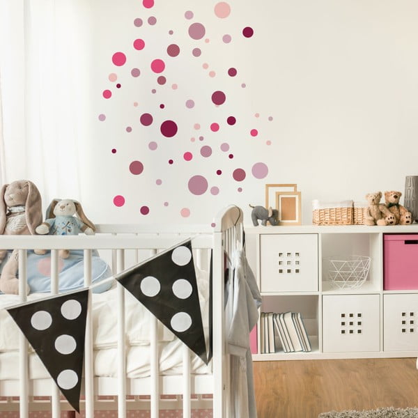 Комплект от 100 розови стикера за стена Кръгли стикери - Ambiance-image-3