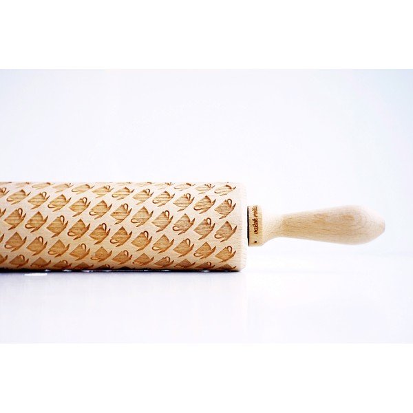 Дървен релефен валяк за тесто Tea Cups - Valek-image-2