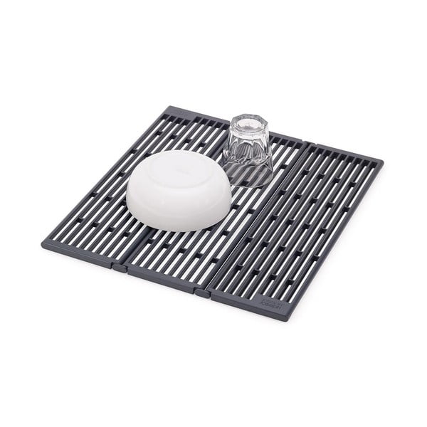 Сива регулируема пластмасова решетка за оттичане за мивка 43x13 cm Platform – Joseph Joseph