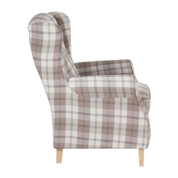 Бежов кариран ушен реколта фотьойл Lorris - Max Winzer-image-2