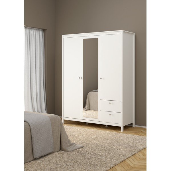 Бял гардероб с огледало 150x199x58 cm Madrid – Tvilum-image-3