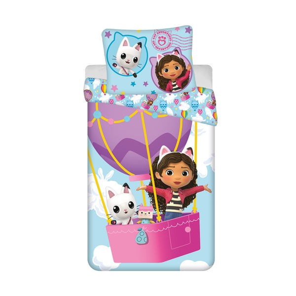 Единично  памучно детско спално бельо 140x200 cm Gabby's Dollhouse "Balloon"  – Jerry Fabrics