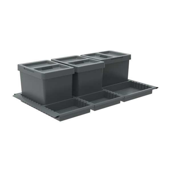 Сиво пластмасово кошче за боклук 3x12 l за рециклиране/вградено Metropolis Flip-up – Elletipi