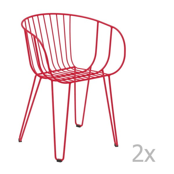 Sada 2 červených zahradních židlí Isimar Olivo