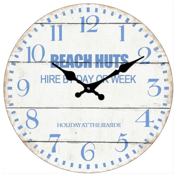 Стъклен часовник Beach Huts, 34 cm - Postershop