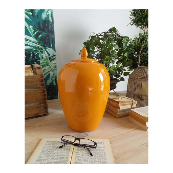 Oranžová keramická dóza Orchidea Milano Luxury, 35 cm