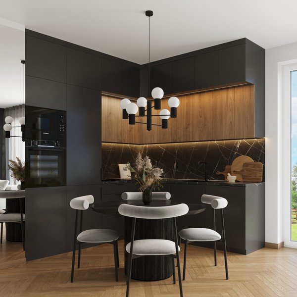 Черно висящо осветително тяло със стъклен абажур Orbital – Sollux-image-1