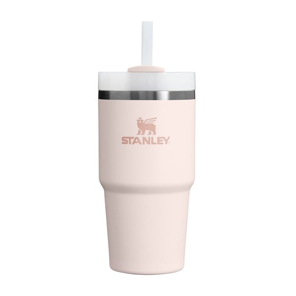 Светлорозов термос със сламка от неръждаема стомана 600 ml Quencher H2.0 FlowState Tumbler Rose Quartz – Stanley