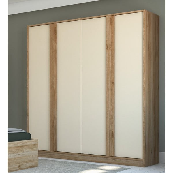 Кремаво-естествен гардероб от декор от дъб  180x197,5x53 cm Dennis – Marckeric-image-1