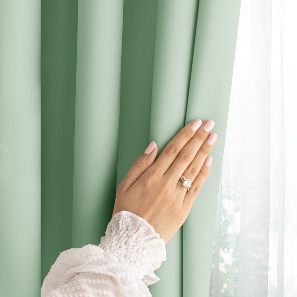 Dimout перде в цвят мента 140x250 cm Carli Tie – Restilo-image-3