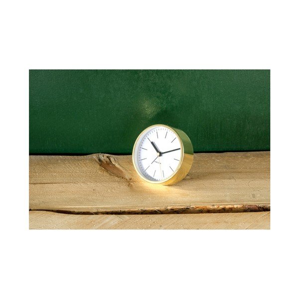 Bílé stolní hodiny s detaily ve zlaté barvě Karlsson Minimal, ⌀ 10 cm-image-2