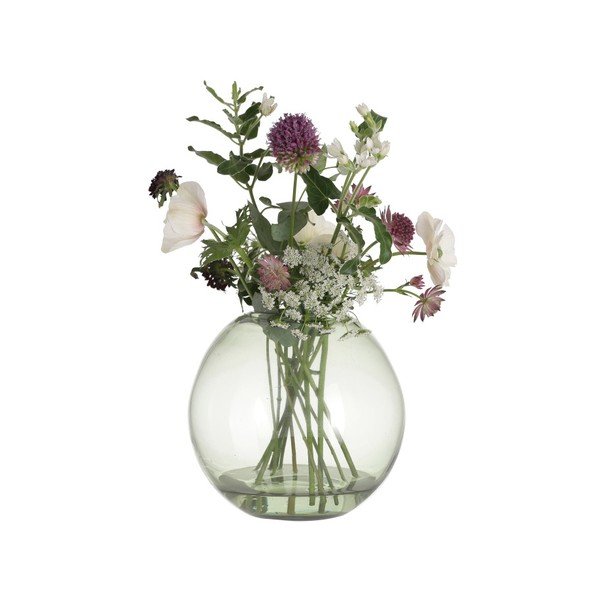 Зелена стъклена ваза Хедж, височина 18 cm - A Simple Mess-image-1