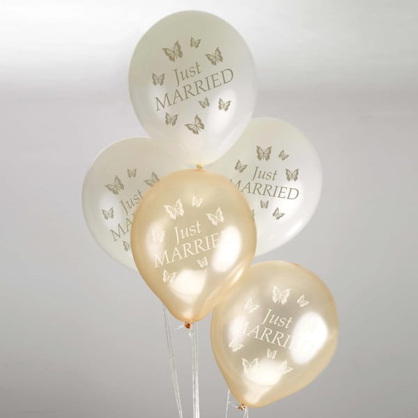 Sada 8 balónků v krémové a zlaté barvě Neviti Butterfly
