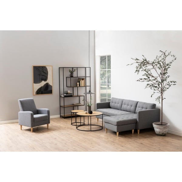 Черна/естествена библиотека от декор от дъб  114x185 cm Seaford – Actona-image-4