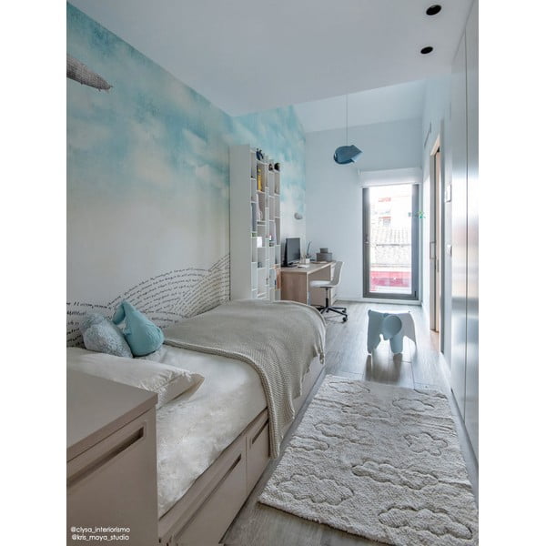 Кремав ръчно изработен памучен детски килим подходящ за пране 90x130 cm Clouds – Lorena Canals-image-4