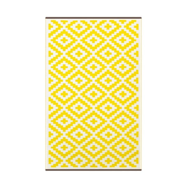 Žluto-bílý oboustranný koberec vhodný i do exteriéru Green Decore Panaca, 120 x 180 cm