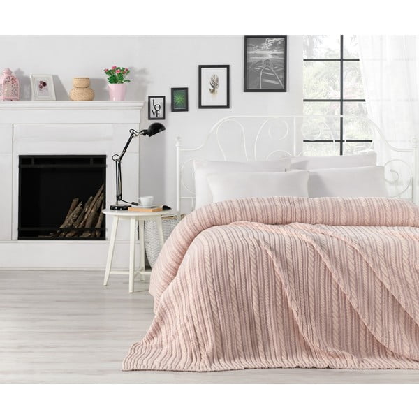 Светлорозова покривка за легло с памучна смес Camila, 220 x 240 cm - Homemania Decor