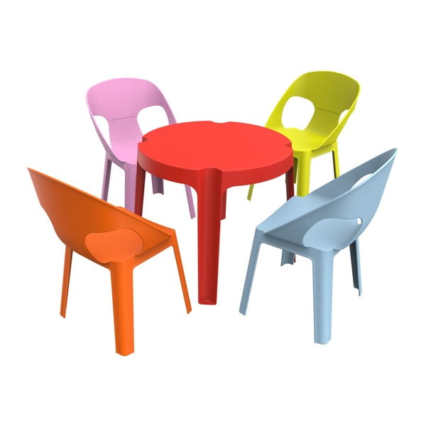 Детски градински комплект 1 червена маса и 4 стола Julieta - Resol