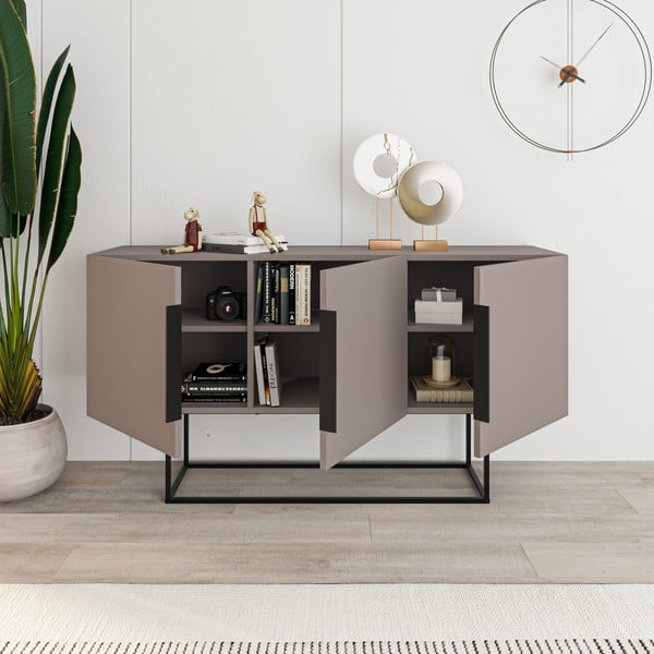 Нисък скрин в сиво-бежово 150x80 cm Titan - Marckeric-image-4