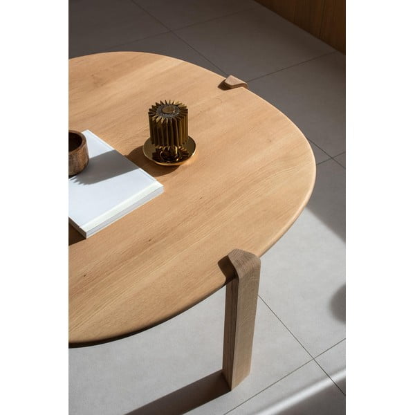 Кръгла масичка за кафе от масивен дъб в естествен цвят ø 100 cm Kulin – Gazzda-image-1