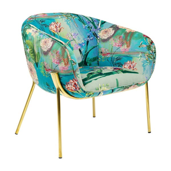 Тюркоазено кресло с цветя Paradise - Kare Design