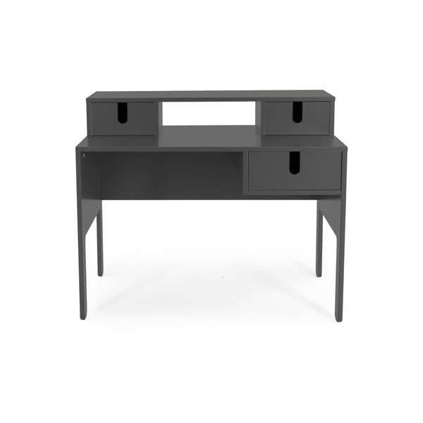 Сиво работно бюро с 3 чекмеджета Uno - Tenzo