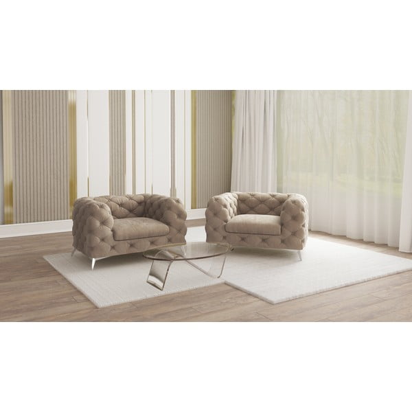 Сиво-бежово кадифено кресло Chelsea – Ropez-image-1