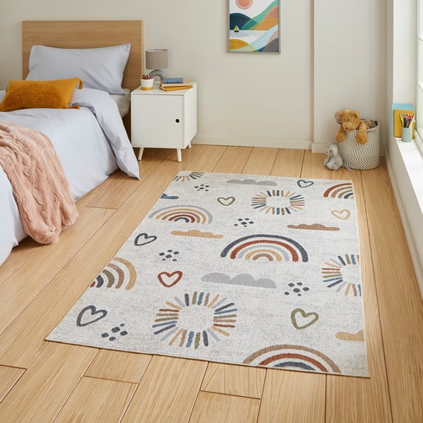Кремав детски килим 80x150 cm Vida Kids Rainbow – Think Rugs-image-1