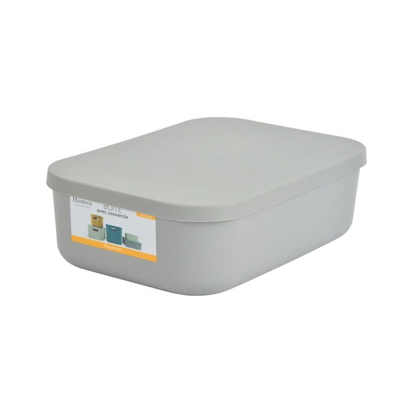 Сива пластмасова кутия за съхранение с капак 24x18x8 cm – Homéa-image-2