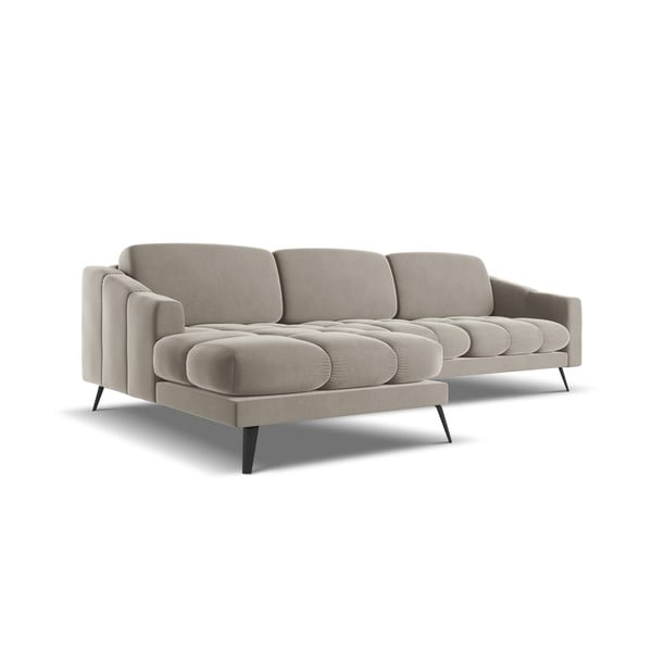 Бежов кадифен ъглов диван (ляв ъгъл) Nalu – Makamii-image-2