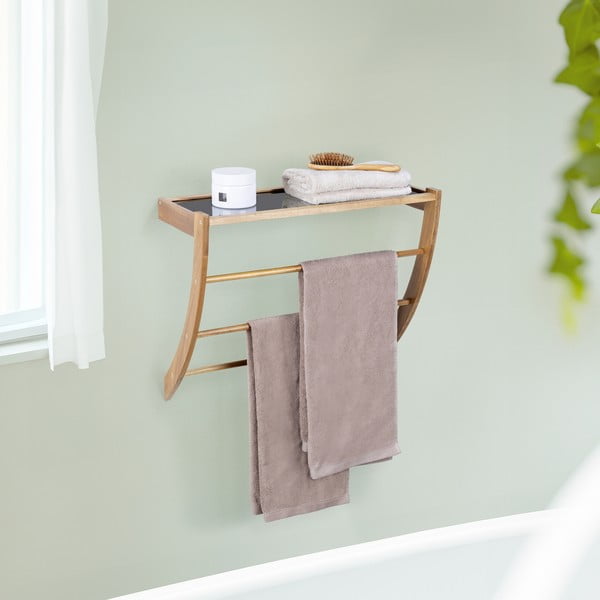 Стенна дървена поставка за кърпи в тъмно естествен цвят Fondi – Wenko-image-1