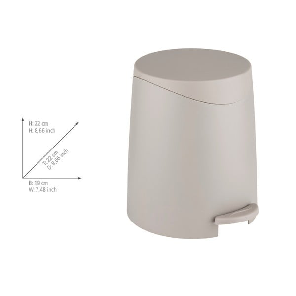 Кафяво-сиво пластмасово кошче за боклук с педал 3 l Portes – Allstar-image-3