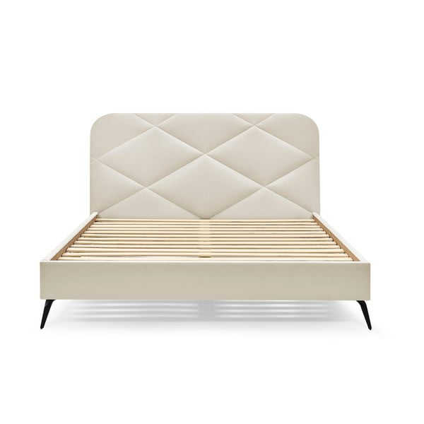 Бежово тапицирано двойно легло с включена подматрачна рамка 180x200 cm Prune – Bobochic Paris-image-3