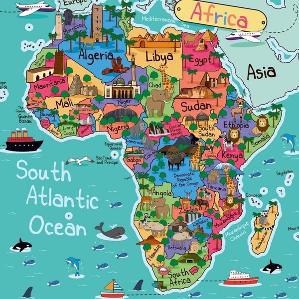 Obraz Homemania Maps Africa Pictures, 60 x 60 cm