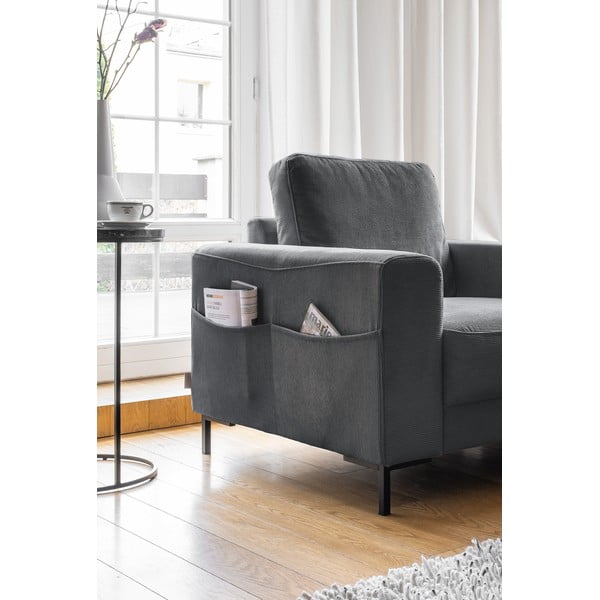 Тъмносиво кресло от рипсено кадифе Lofty Lilly – Miuform-image-3