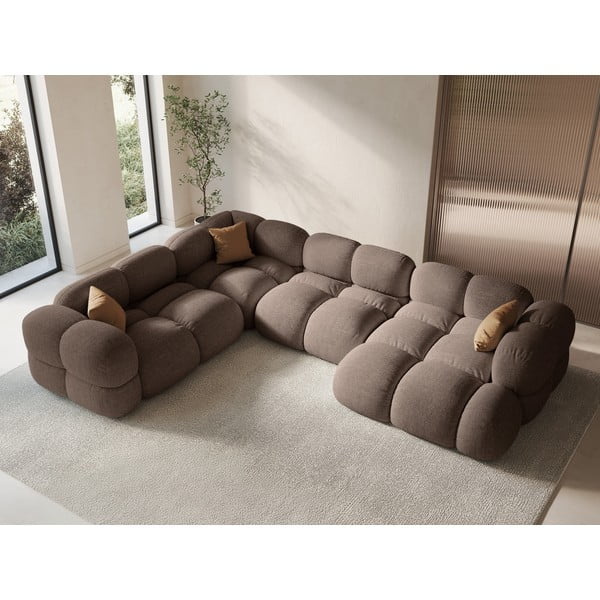 Кафяв ъглов диван (ляв ъгъл/U форма) Loretto – Cosmopolitan Design-image-1