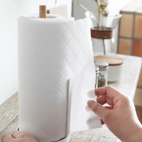 Бяла поставка за хартиени кърпи с детайли от букова дървесина Tosca - YAMAZAKI-image-1