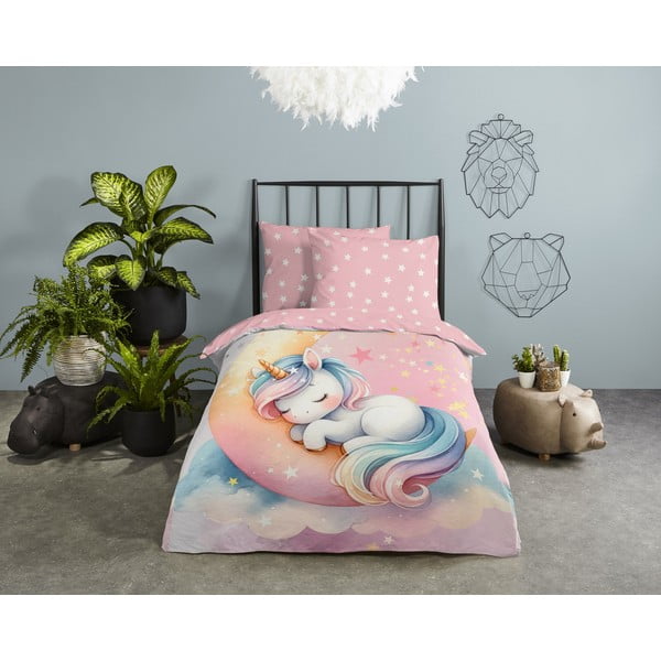 Розово единично  памучно детско спално бельо 140x200 cm Molly – Good Morning-image-1