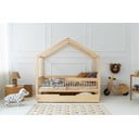 Разтегателно детско легло тип къща от масивен бор с място за съхранение в естествен цвят 120x200 cm Mila RMW – Adeko