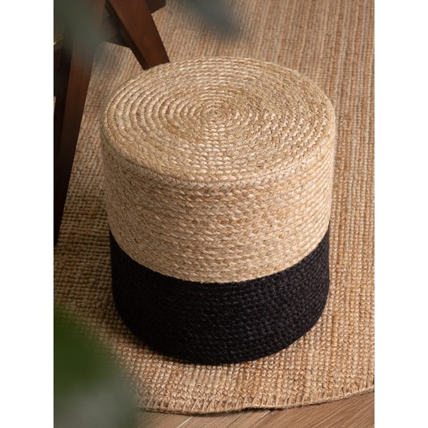 Табуретка в черен и естествен цвят Juta Gold Black – Hanse Home-image-2