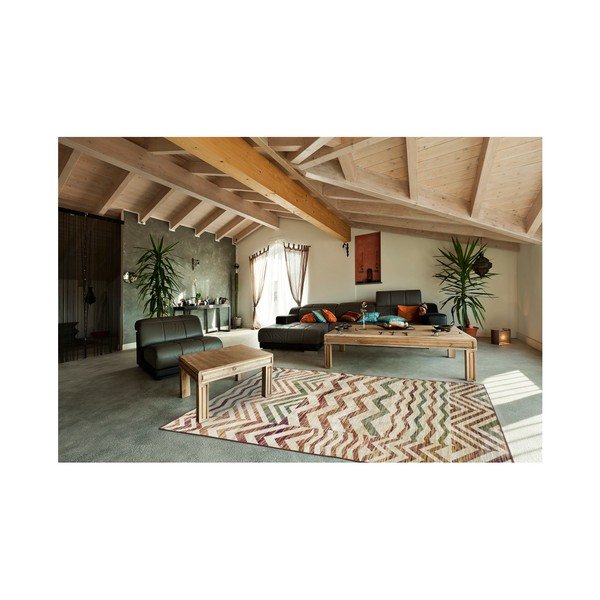 Бежов и винен вискозен килим Belga Zig Zag, 70 x 220 cm - Universal-image-2
