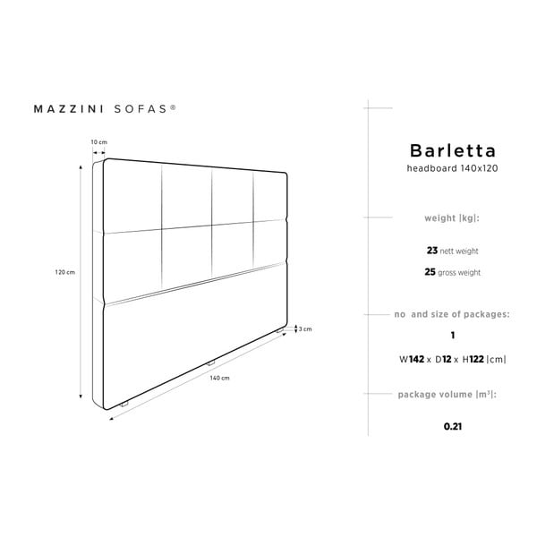 Krémové čelo postele Mazzini Sofas Barletta, 140 x 120 cm-image-4