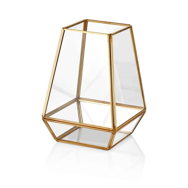 Стъклен терариум със златни детайли Glamour, 21 x 14 cm - The Mia