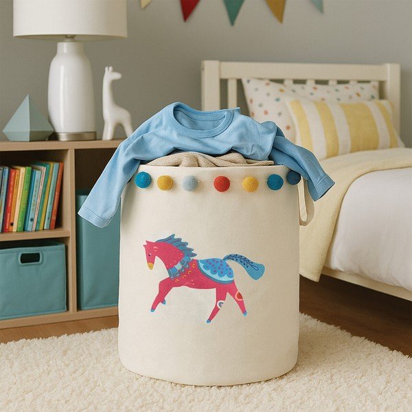 Бяла текстилна детска кошница за играчки ø 38x48 cm Mimo Eclectic Horse – Premier Housewares-image-2